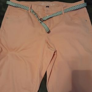 BNWT peach capris  with matching belt